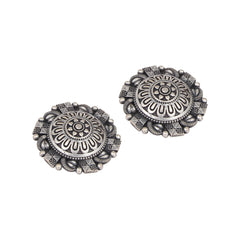 Silver Oxydised finish Self design Studs
