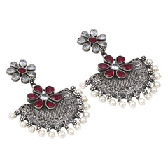 Silver Oxidised finish Chandbali