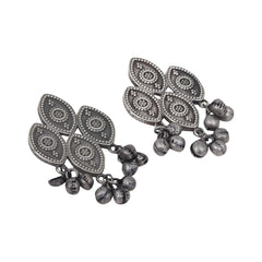 Silver Oxydised finish drop earring