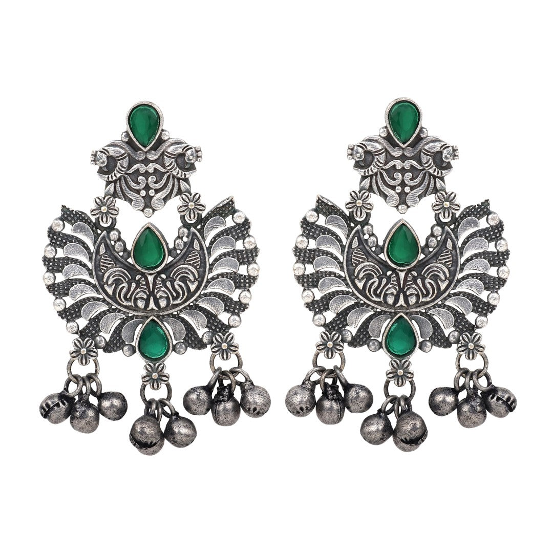 Silver Oxidised finish Chandbali