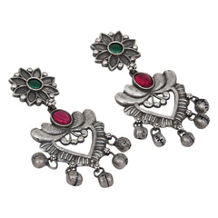 Siver Oxydised finish drop Earrings