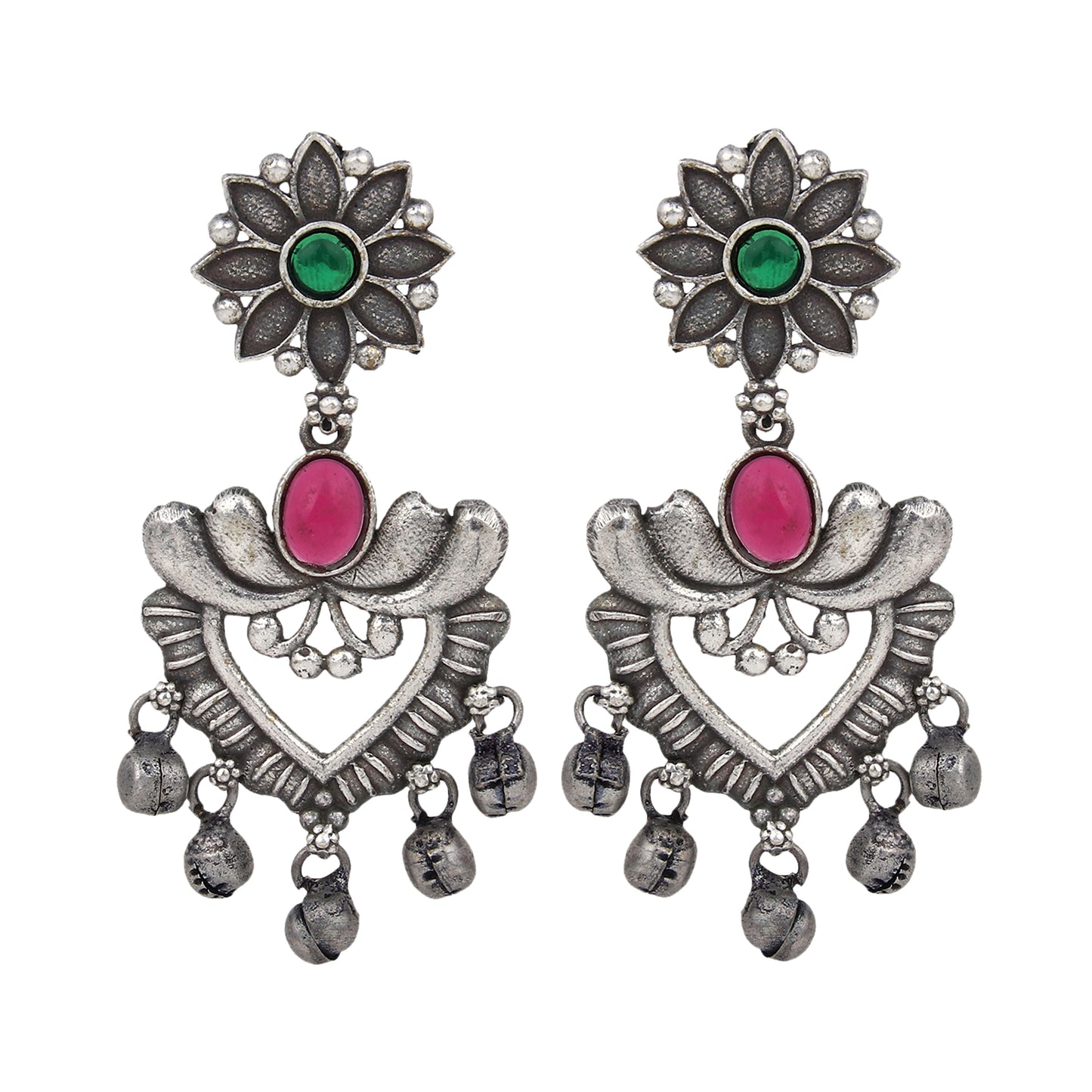 Siver Oxydised finish drop Earrings