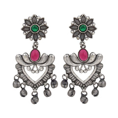 Siver Oxydised finish drop Earrings