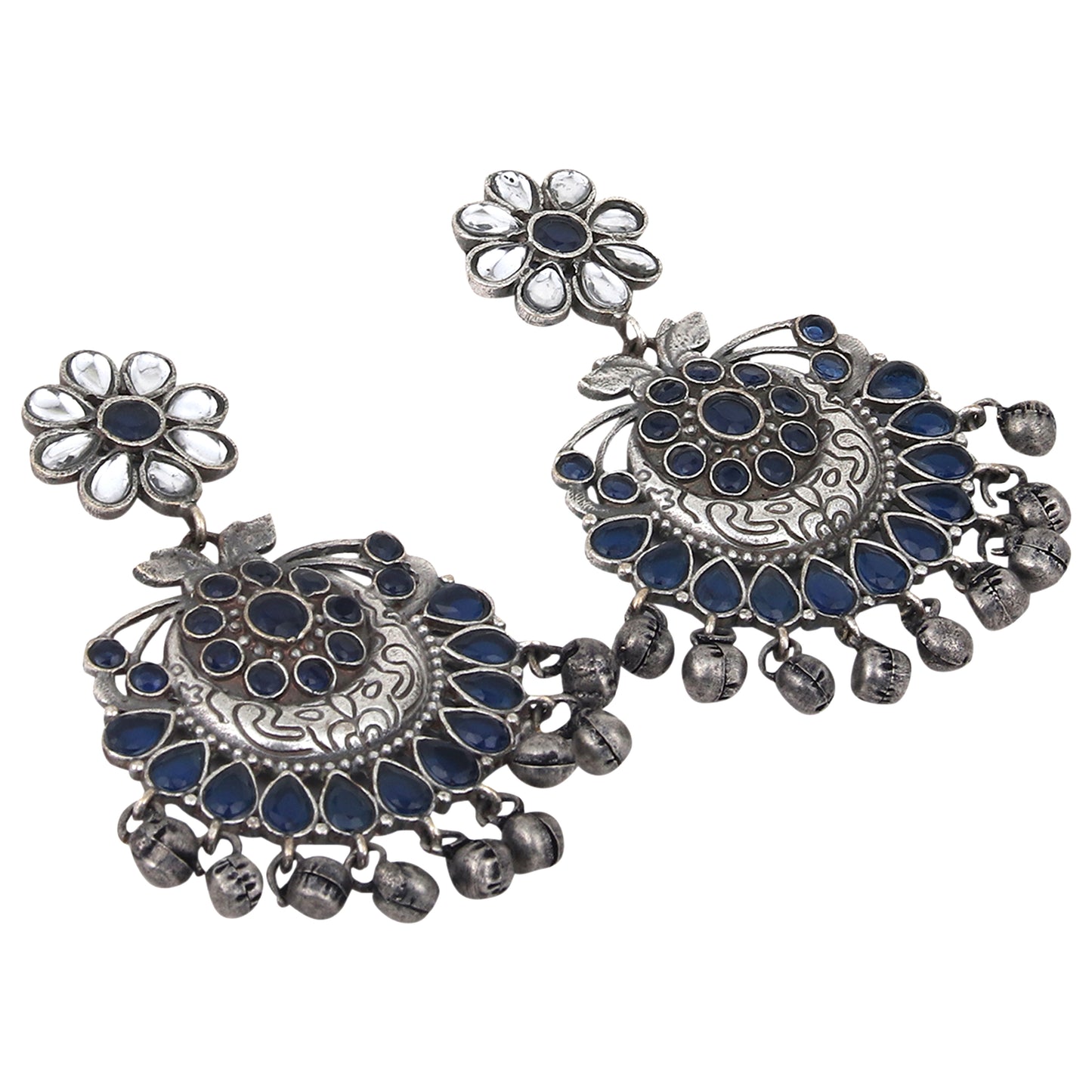 Silver Oxidised finish Chandbali