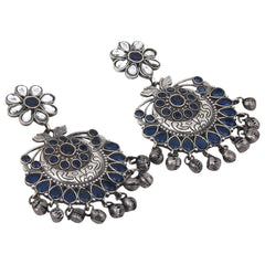 Silver Oxidised finish Chandbali