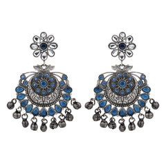 Silver Oxidised finish Chandbali