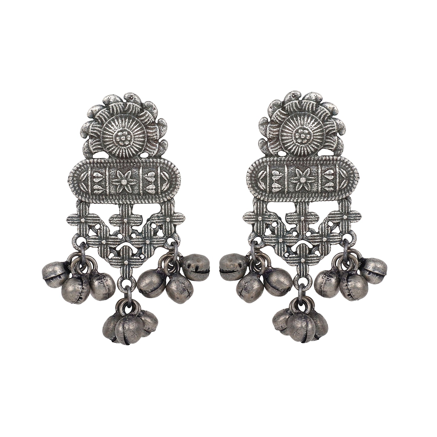 Silver Oxidised drop earring