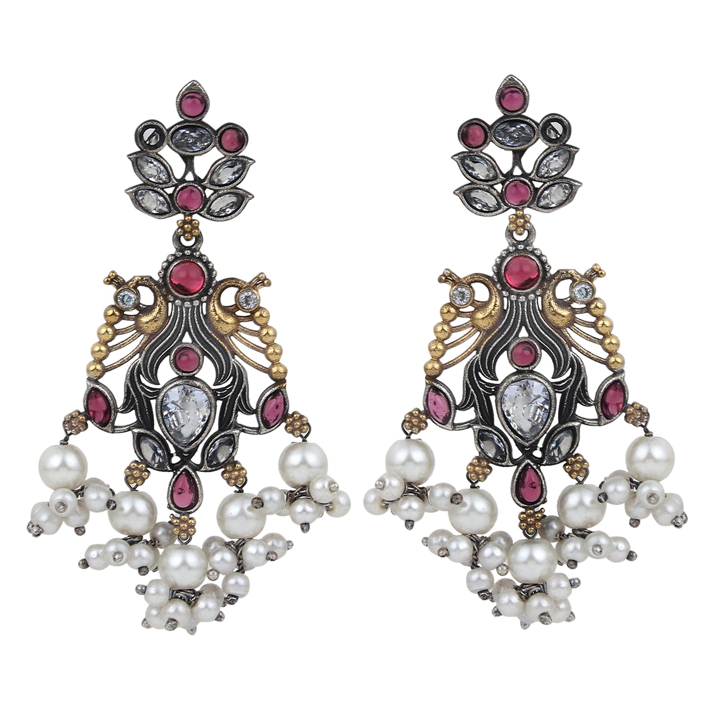 Dual tone drop earring