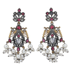 Dual tone drop earring