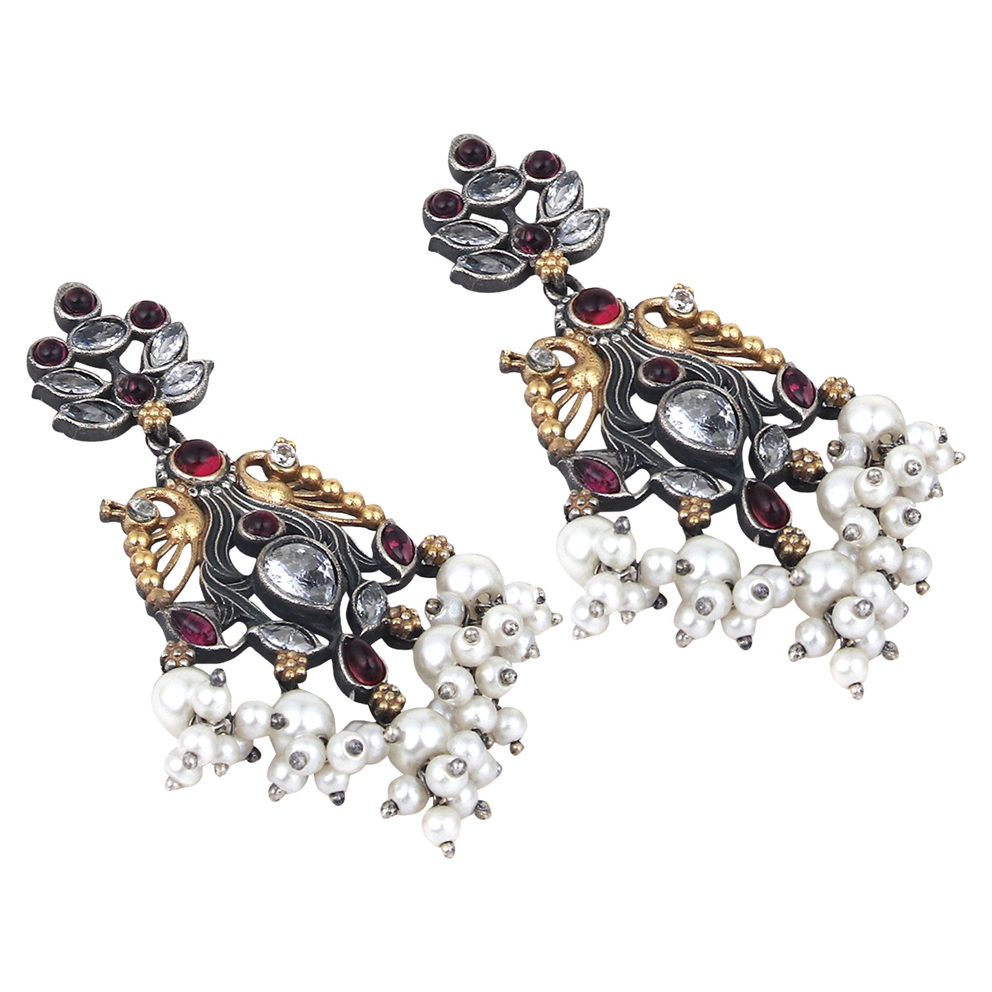 Dual tone drop earring