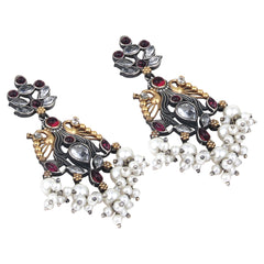 Dual tone drop earring