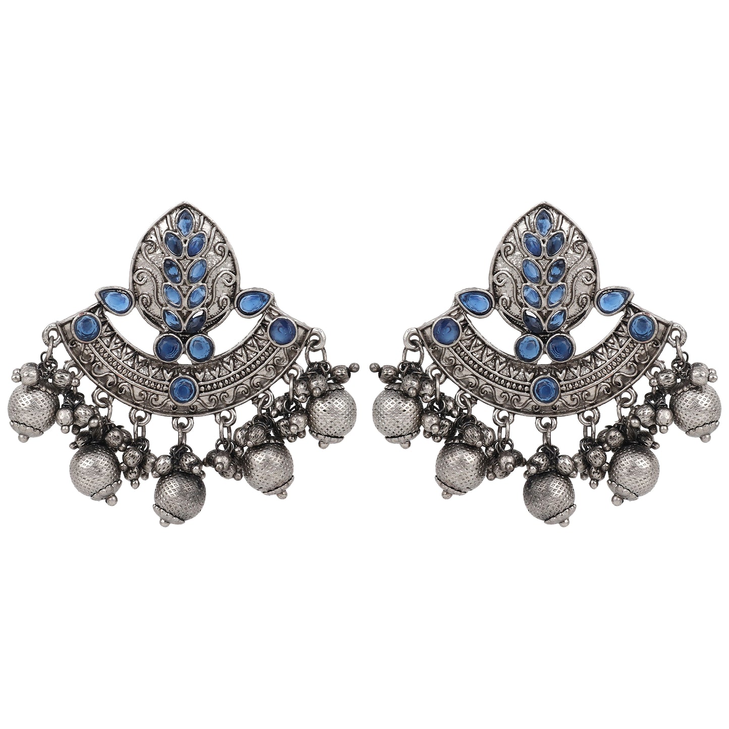Silver Oxidised finish Chandbali