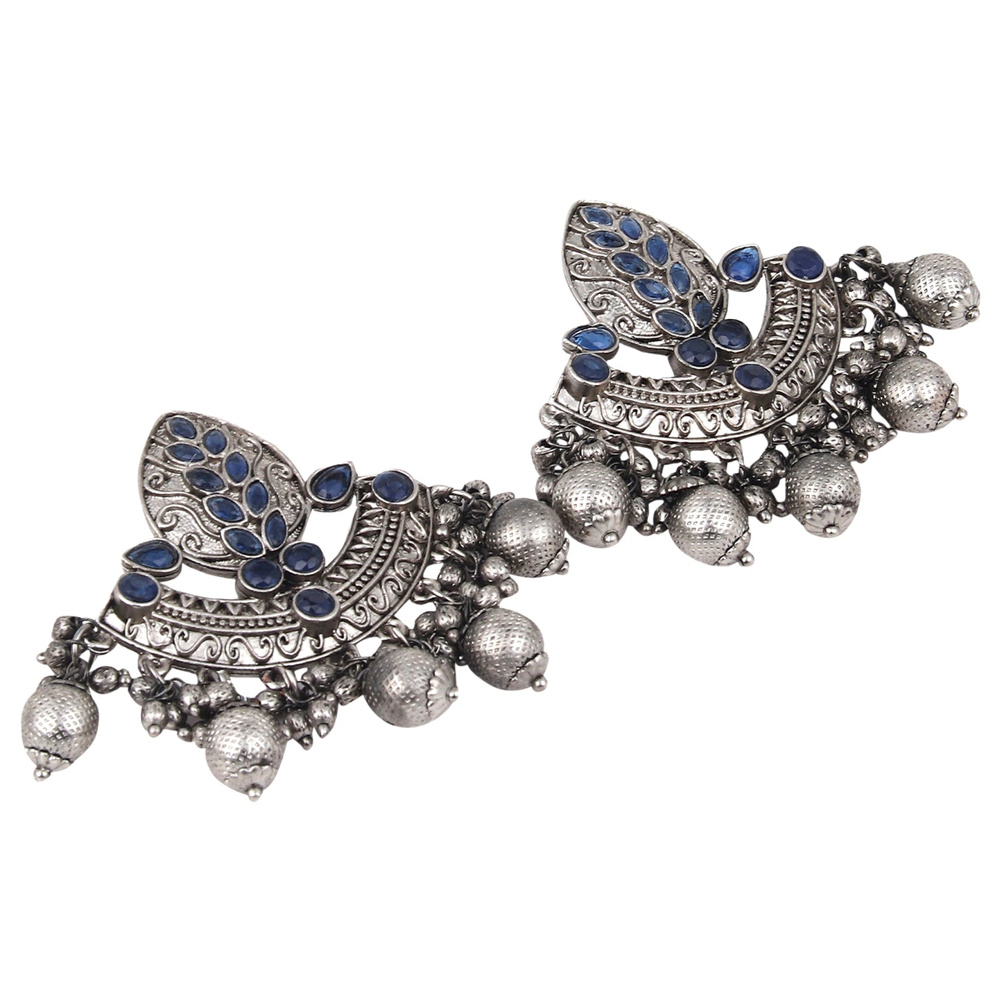 Silver Oxidised finish Chandbali