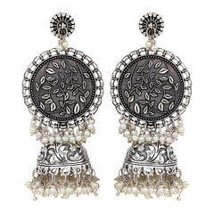 Silver Oxidised finish Long Contemporary Jhumka