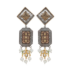 Dual tone drop earring