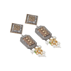 Dual tone drop earring