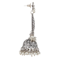 Silver Oxidised finish Long Contemporary Jhumka