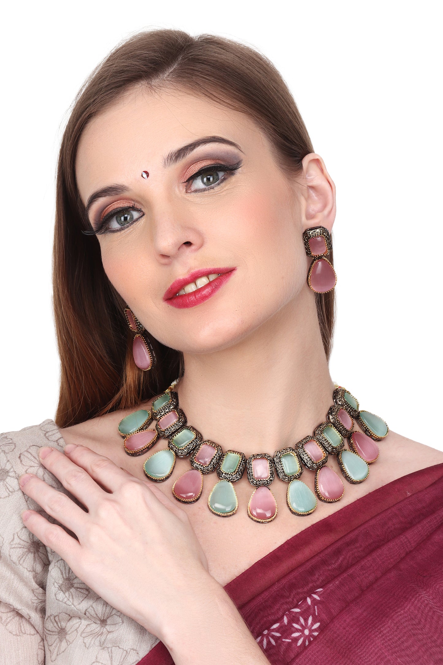 Monalisa Stone Necklace & Earring set