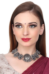 Silver Oxydised Choker Necklace