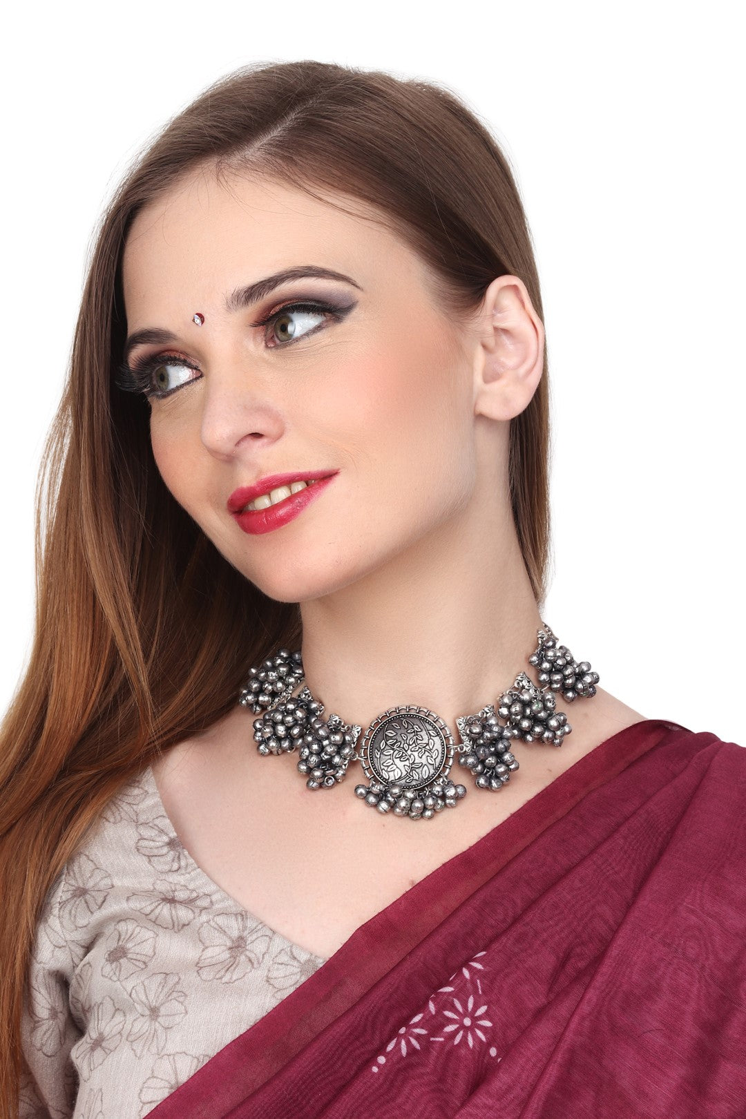 Silver Oxydised Choker Necklace