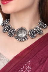 Silver Oxydised Choker Necklace