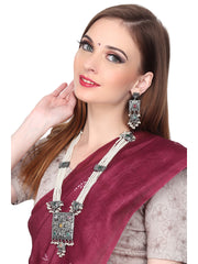 Silver Oxydised Long necklace & Earring set