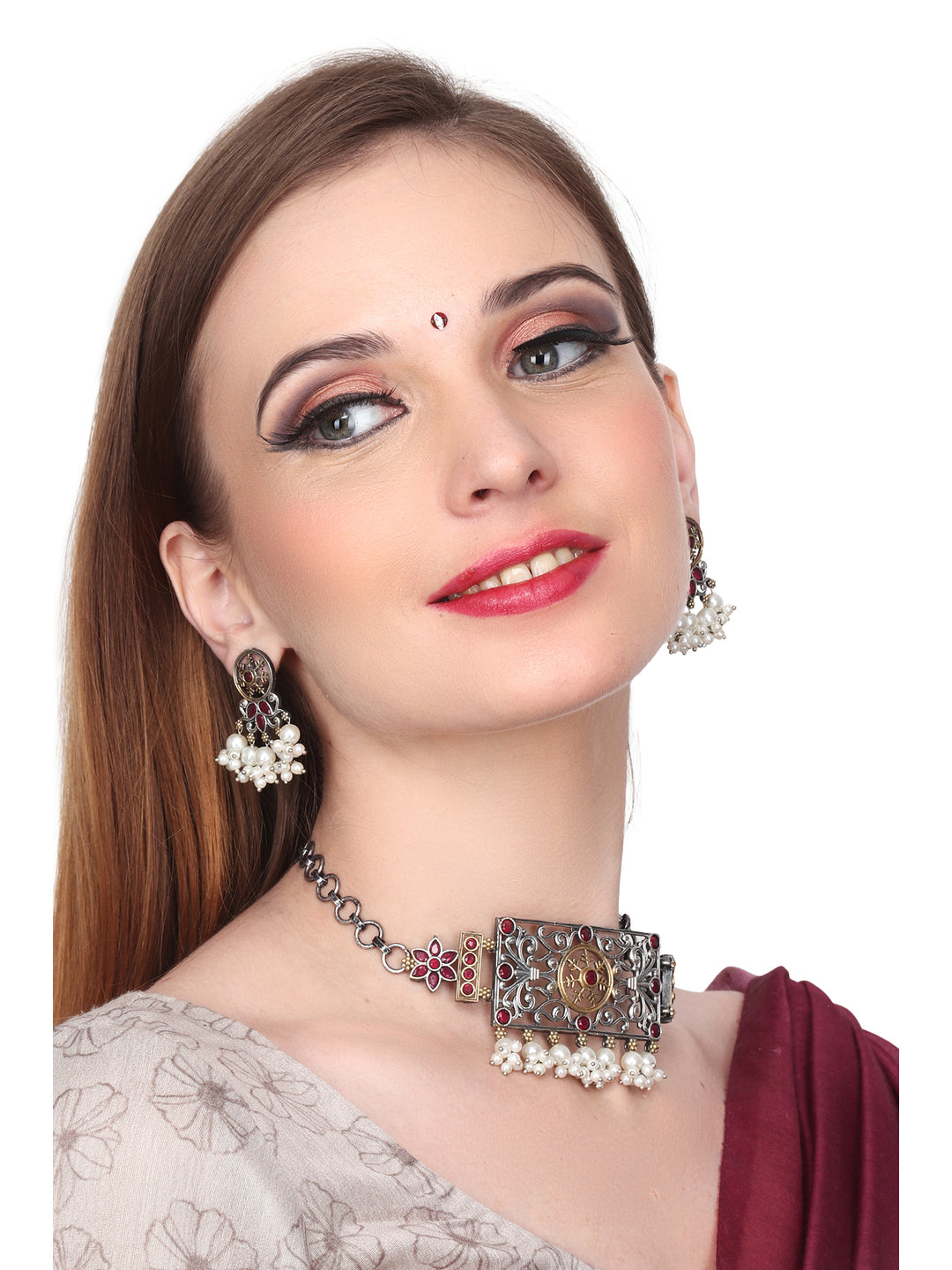 Silver Oxydised Choker set