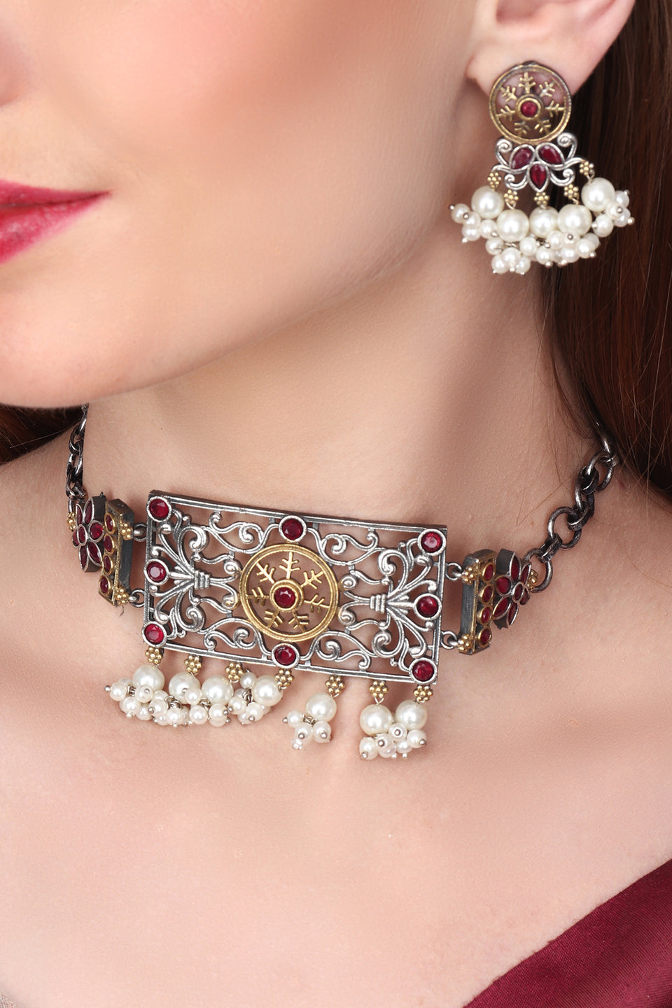 Silver Oxydised Choker set