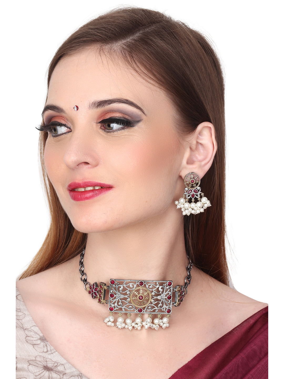 Silver Oxydised Choker set