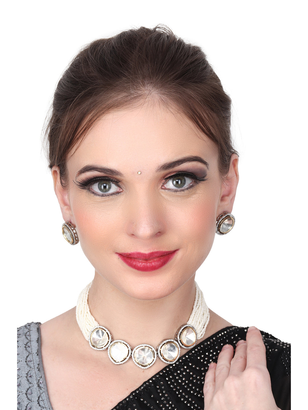 Gold plated Green Necklace set