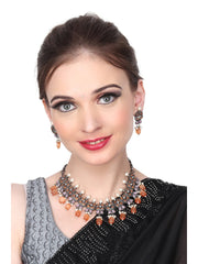 Silver Oxydised finish Necklace choker with earring