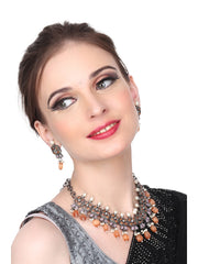 Silver Oxydised finish Necklace choker with earring