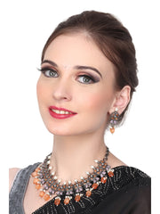 Silver Oxydised finish Necklace choker with earring