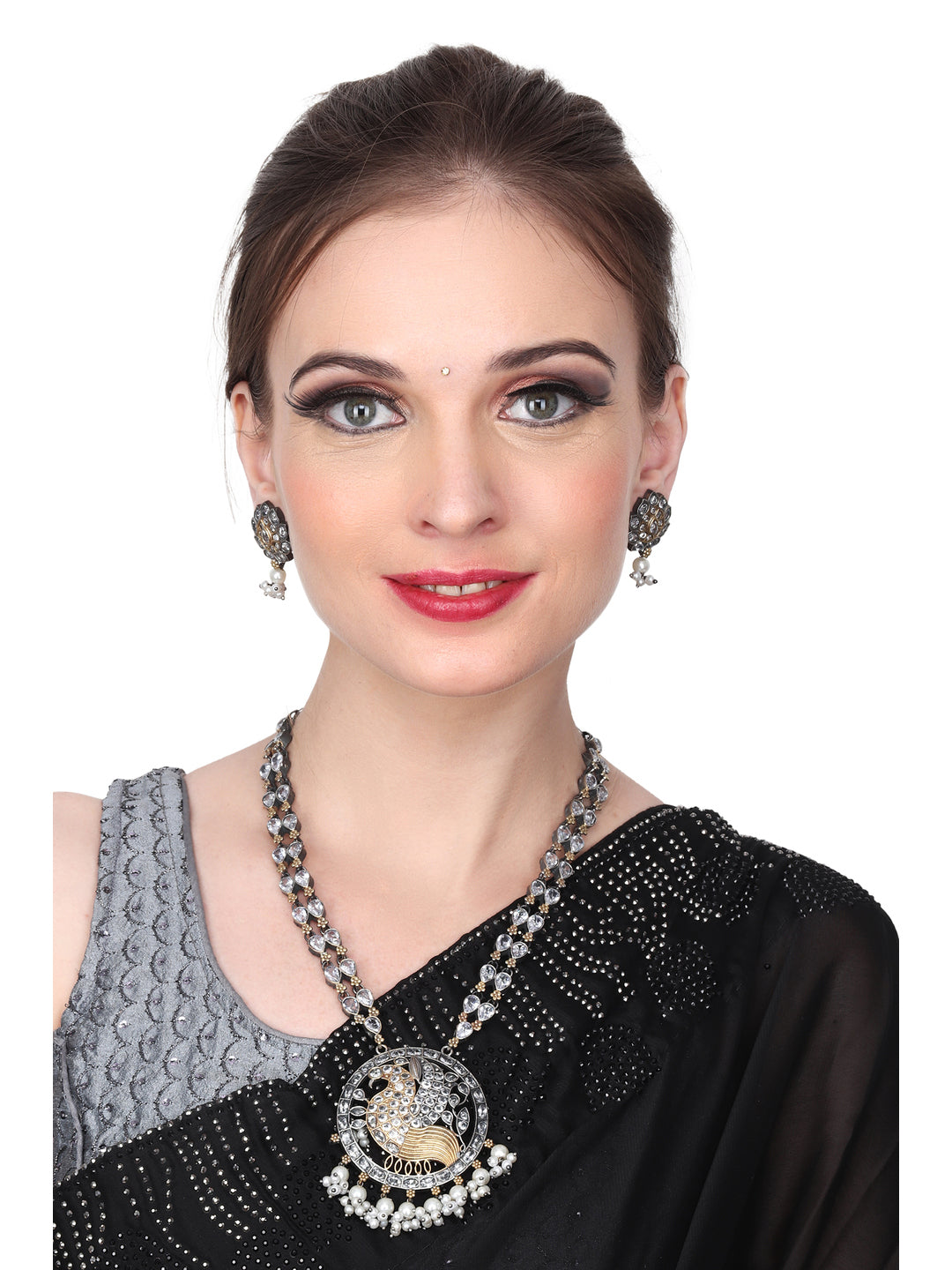 Silver Oxydised Cubic Zirconia Jewellery Set