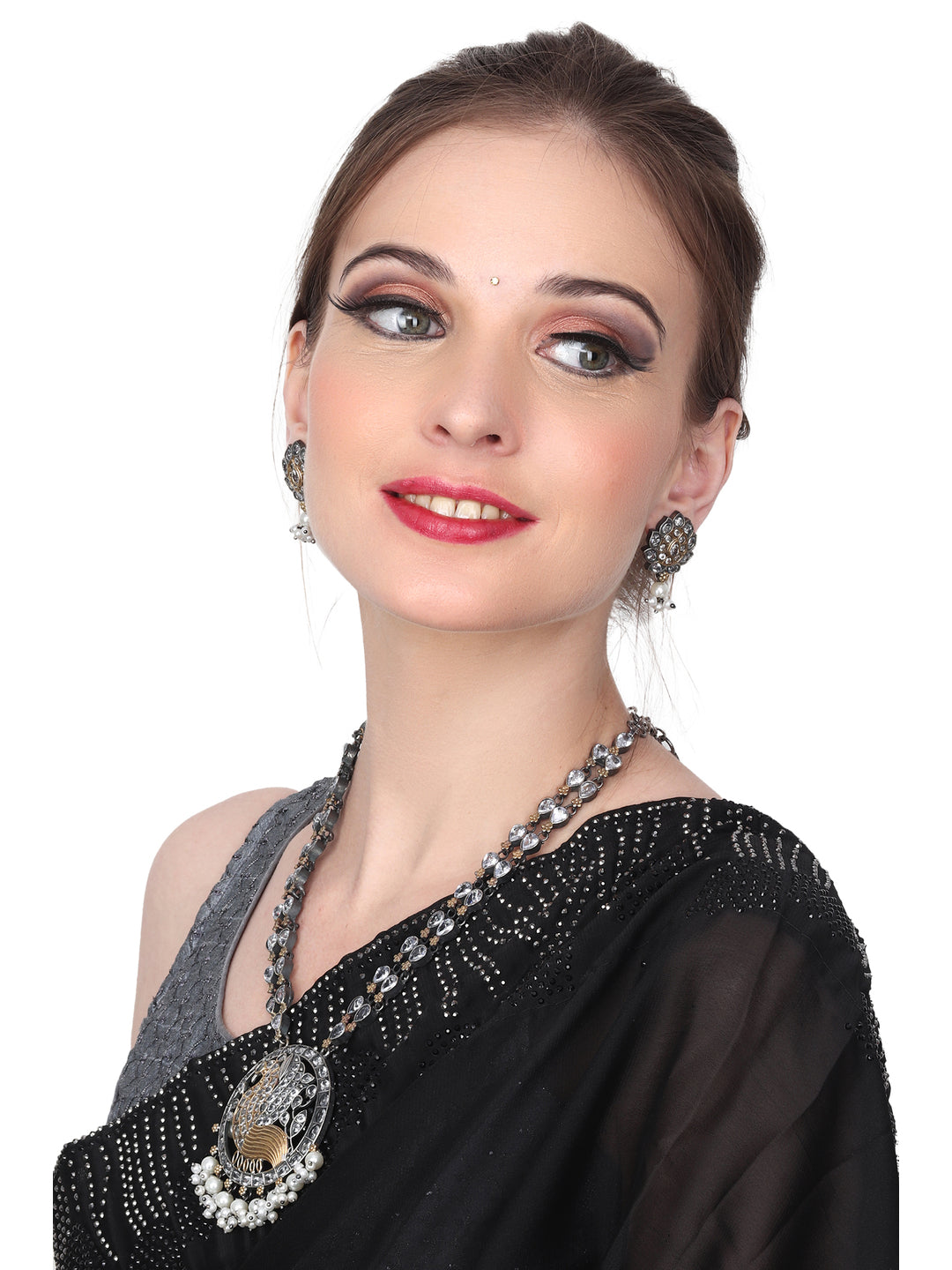 Silver Oxydised Cubic Zirconia Jewellery Set