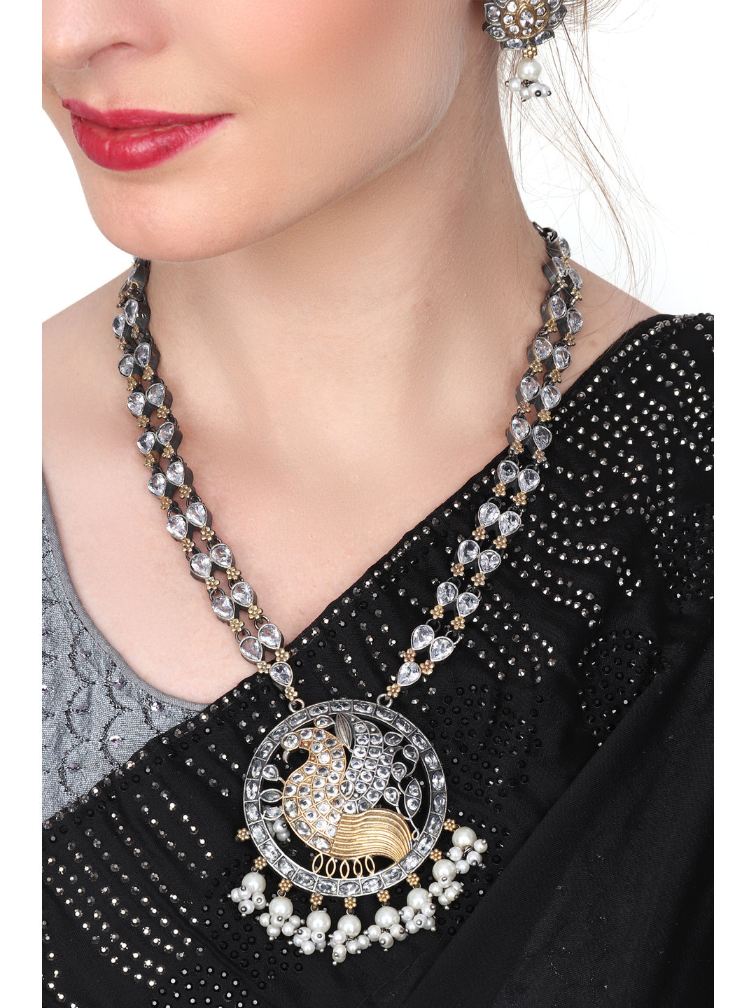 Silver Oxydised Cubic Zirconia Jewellery Set
