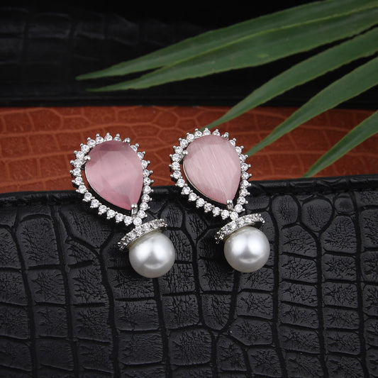 Gold plated AD stone drop earring