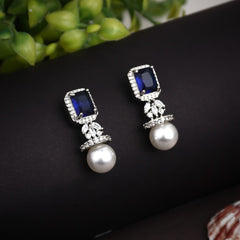 Silver plated AD stone drop earring