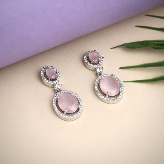 Silver plated AD stone drop earring