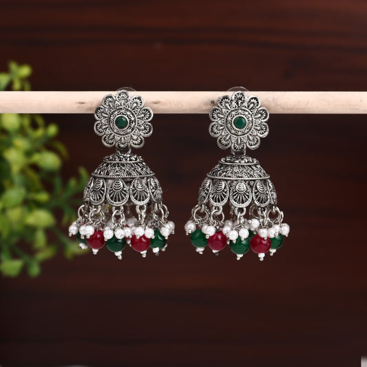Silver Oxidised finish Jhumka