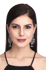Silver Oxidised finish Drop Earring