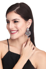 Silver Oxidised finish Drop Earring