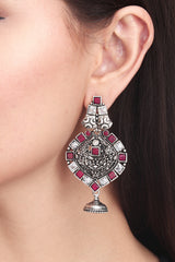 Silver Oxidised finish Drop Earring