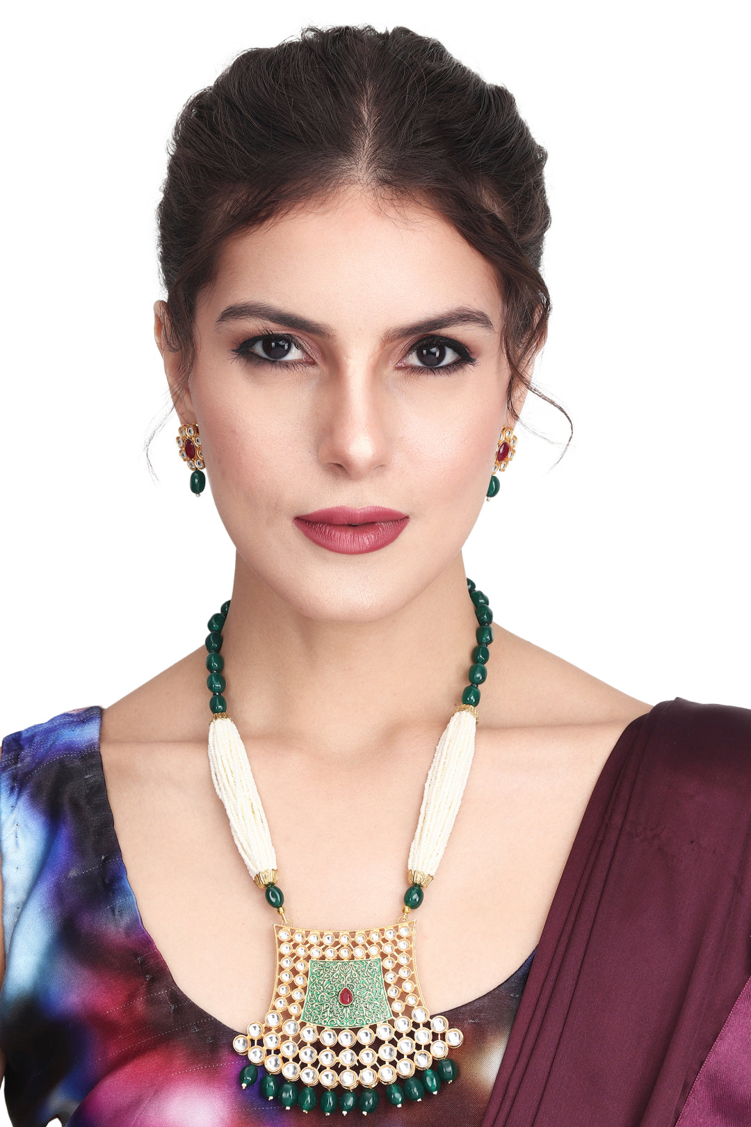 Kundan & Meenakari long Necklace Set