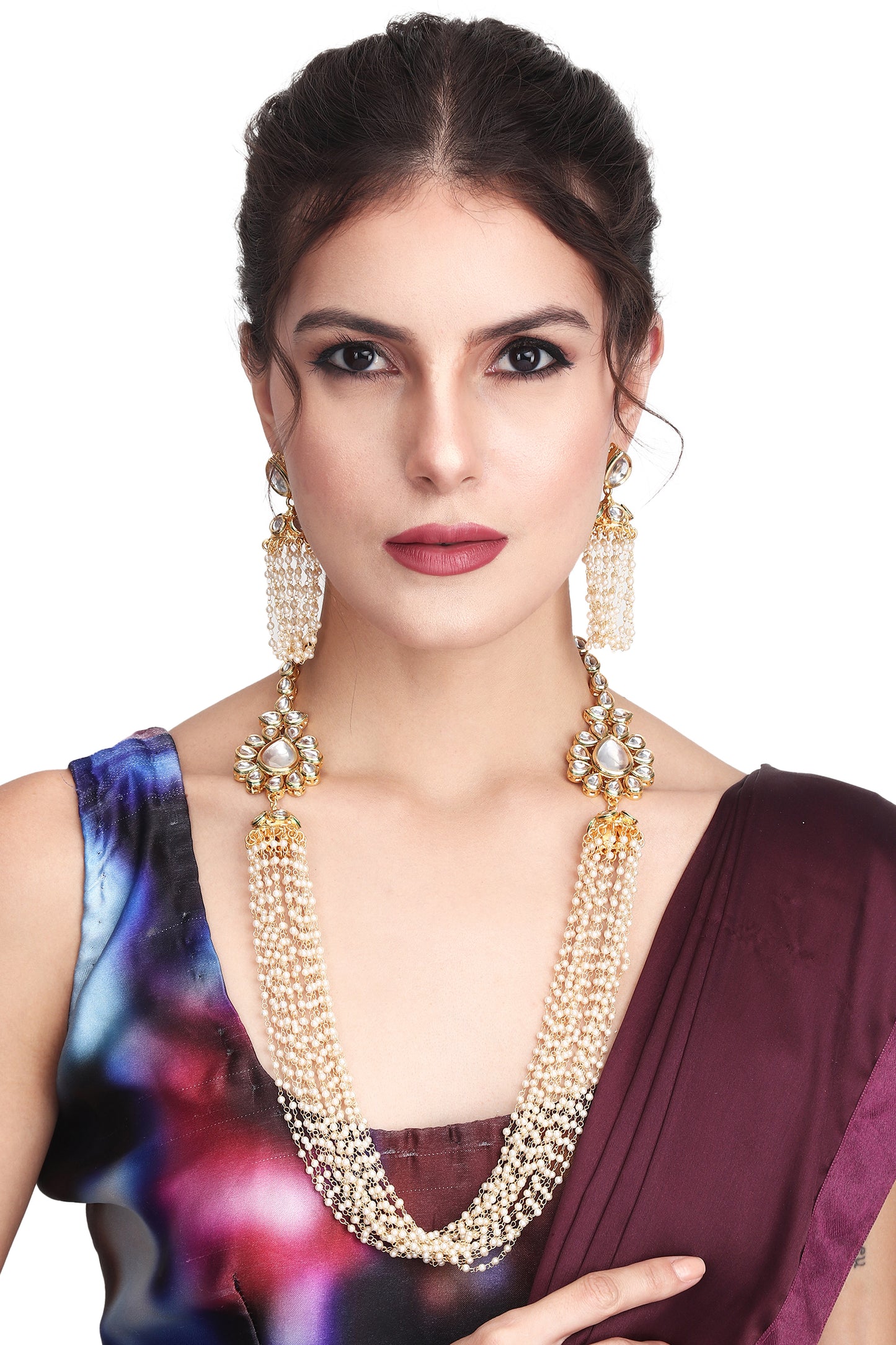 Beaded string long neckalce set