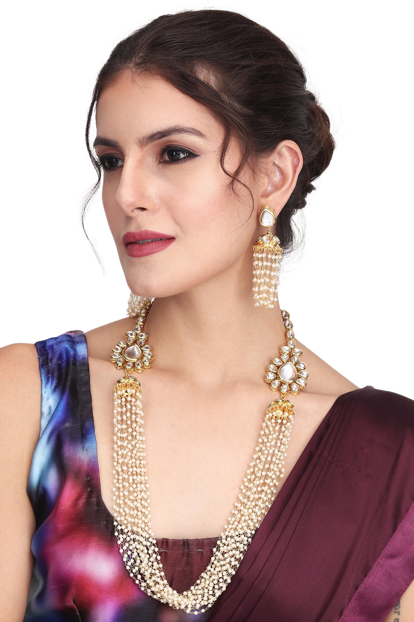 Beaded string long neckalce set