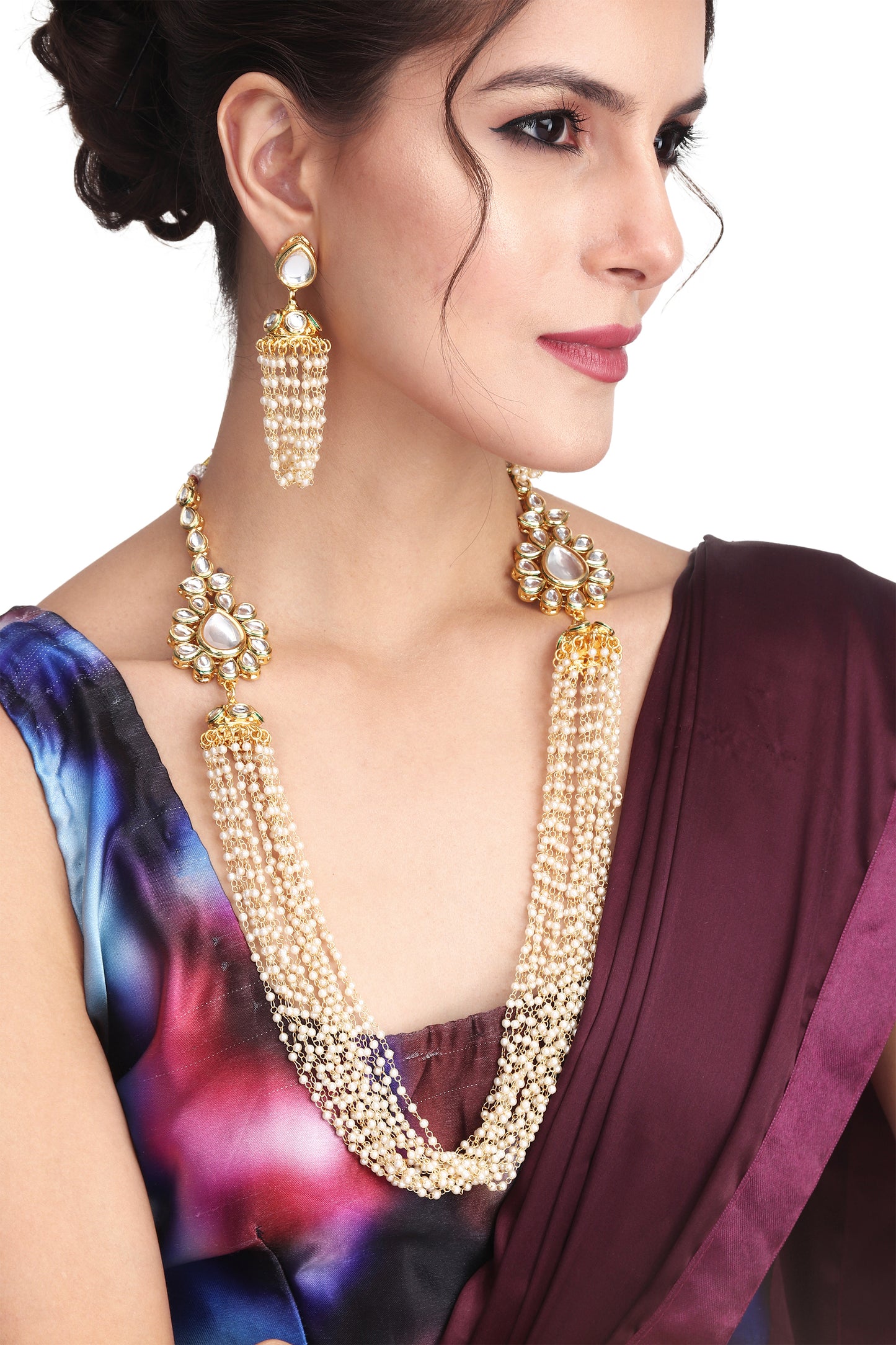 Beaded string long neckalce set