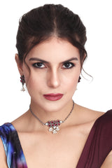 Silver oxidised finish delicate choker set