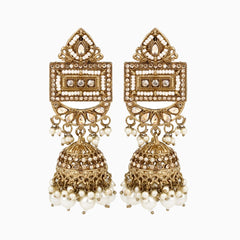 Gold plated long kundan necklace & Earring set
