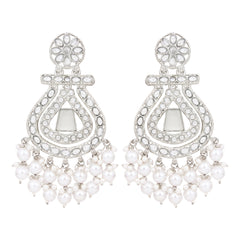 Silver plated long drop earring